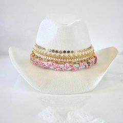 Shabby Chic Love shack fancy Aesthetic white Cowboy hat Personalized Jeweled Coquette bow hat Embellished Cowgirl hat Vacation Resort wear