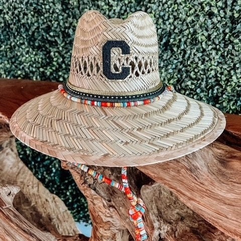 Initial Sun Hat Adult Sun Hat Summer Beach Hat Monogram Straw hat Chenille Patch Sun Hat Embellished Sun Hat Custom Sun Hat Varsity letter