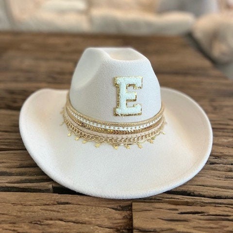 White Cowgirl Hat Nashville Bachelorette Cowboy Hat Country Western Hat Structured cowboy hat Bachelorette Hat Winter cowboy  Bride Hats,