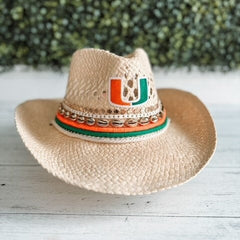 UMiami cowboy hat UMiami tailgate hat UMiami gameday hat Canes hat University of Miami tailgate outfit UMiami gift  Hurricanes cowboy hat