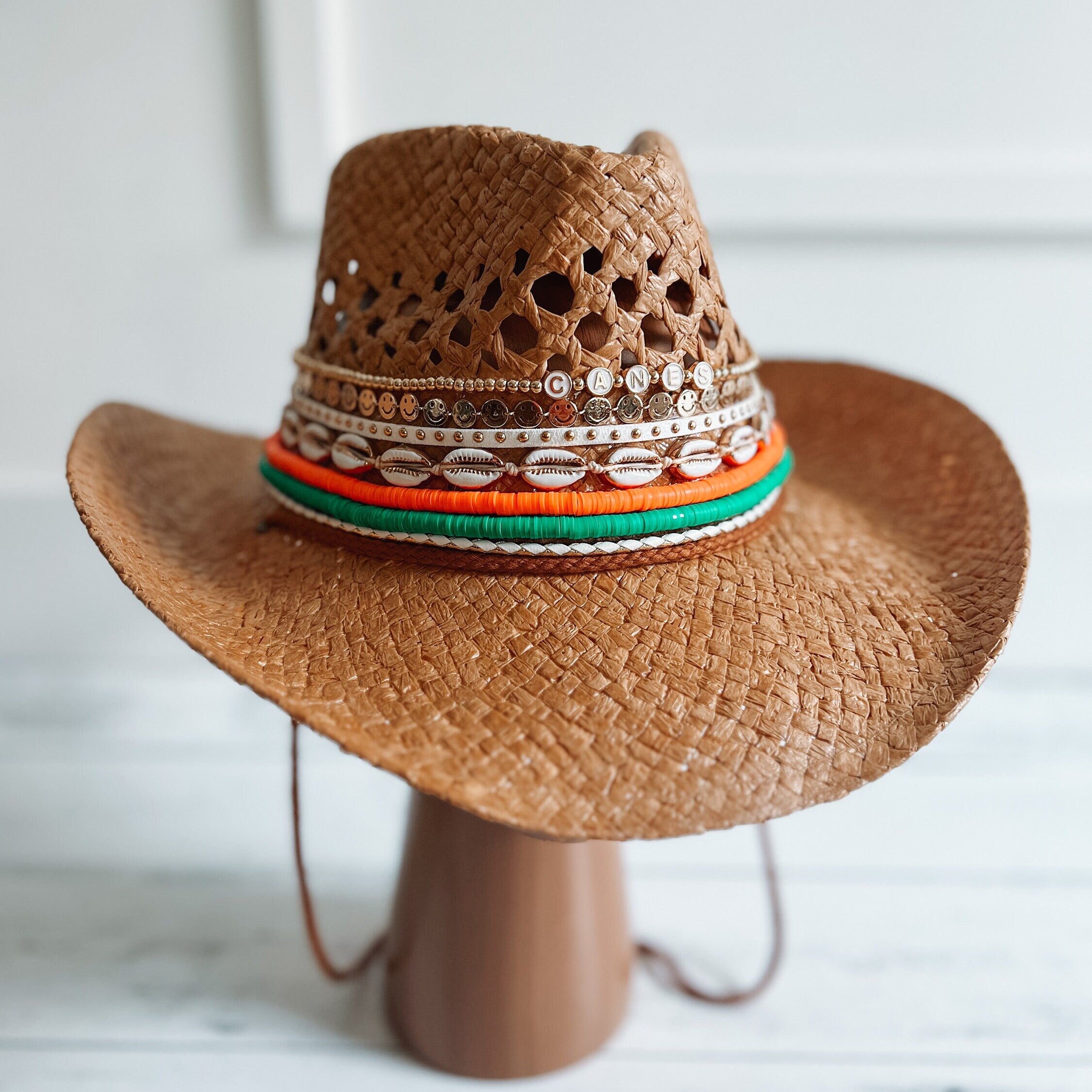 UMiami cowboy hat UMiami tailgate hat UMiami gameday hat Canes hat University of Miami tailgate outfit UMiami gift  Hurricanes cowboy hat