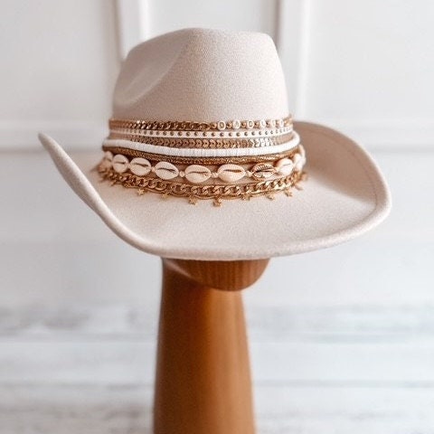 White Cowgirl Hat Nashville Bachelorette Cowboy Hat Country Western Hat Structured cowboy hat Bachelorette Hat Winter cowboy  Bride Hats,