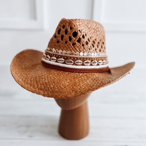 Tan cowboy hat Straw cowboy hat Personalized cowgirl hat Custom cowboy hat Festival cowboy hat Beach cowboy hat Coastal cowgirl hat Vacation