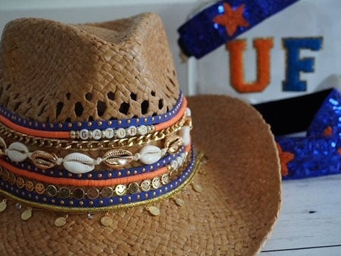 Gators cowboy hat Gameday UF hat Gators UF tailgate hat University of Florida hat College team hat Blue & Orange hat Florida Gator UF gift