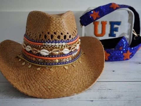 Gators cowboy hat Gameday UF hat Gators UF tailgate hat University of Florida hat College team hat Blue & Orange hat Florida Gator UF gift