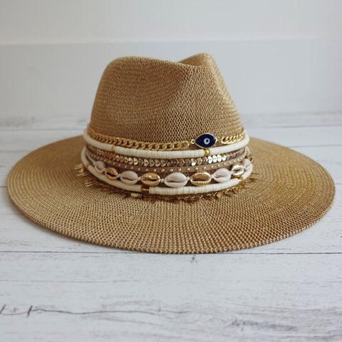 Custom Panama hat Jeweled Cowboy Hat Rancher Hat, Hat for fashionista, Custom Fedora, Wide Brim Hat Panama Hat, Hat for Festival Resort wear