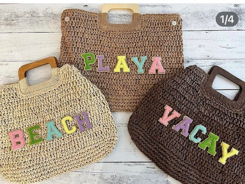 Beach bag Beach tote Vacation beach bag Custom tote Straw purse Bag for pool day tote Custom beach bag Gift idea Personalized straw bag