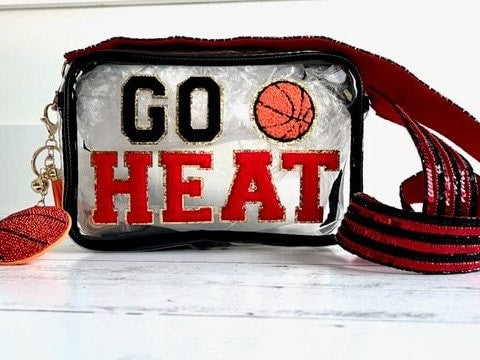 Miami Heat Stadium bag Miami heat Clear stadium Bag Basketball game crossbody purse  NBA gameday bag Black stadium bag Heat game purse