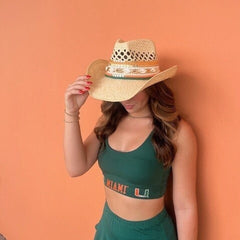 UMiami cowboy hat UMiami tailgate hat UMiami gameday hat Canes hat University of Miami tailgate outfit UMiami gift  Hurricanes cowboy hat