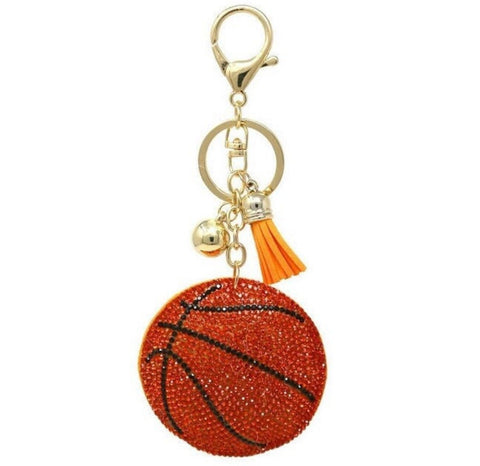 Rhinestone keychain Football keychain Basketball keychain Rhinestone football keychain Rhinestone basketball Bling Keychain Purse Charm