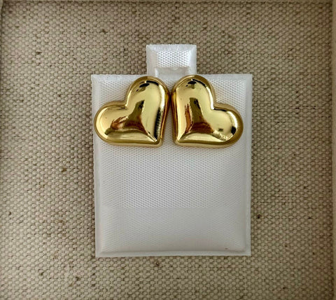 Heart earrings 18k plated heart earrings waterproof heart earrings Puffy heart earrings Heart tarnish resistant jewelry Fashion earrings