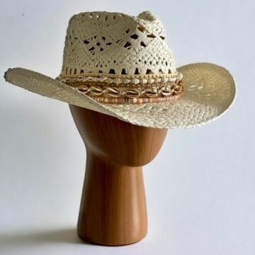 Straw Cowboy Hat Coastal cowgirl hat Cream Cowgirl Hat Beachy cowboy hat Summer Cowboy Hat Western hat Custom cowgirl hat Beaded hat Jeweled