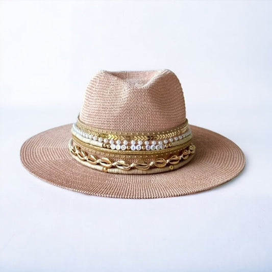 Custom Fedora hat Jeweled Cowboy Hat Rancher Hat, Hat for fashionista, Custom Fedora, Wide Brim Hat Panama Hat, Hat for Festival Resort wear