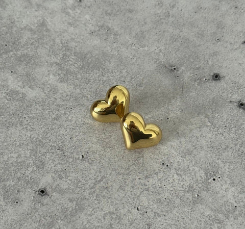 Heart earrings 18k plated heart earrings waterproof heart earrings Puffy heart earrings Heart tarnish resistant jewelry Fashion earrings