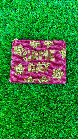 Beaded coin purse Beaded game day pouch Coin purse Game day zipper wallet Beaded Zipper pouch Beaded wallet Game day essentials College gift