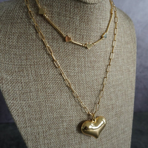 Heart necklace Gold plated necklace Simple heart necklace Gold heart choker Dainty necklace Waterproof jewelry Heart choker Heart bar choker