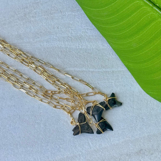 Black shark tooth necklace Shark tooth jewelry Shark tooth pendant Beach jewelry 18k gold plated jewelry Nautical necklace Ocean jewelry