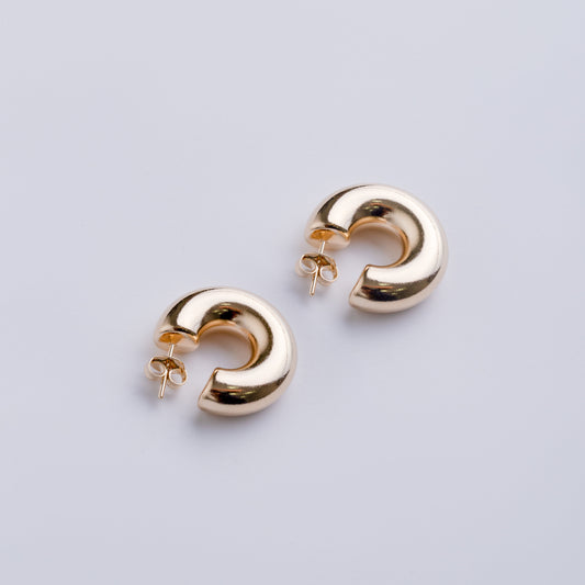 Chunky hoops Gold hoops 18k plated hoops Waterproof hoops Donut hoops Tarnish resistant hoops 18k plated jewelry Fashion earrings fat hoops