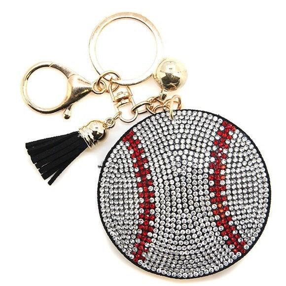 Game Day Essential Rhinestone Football Keychain Sparkly Bling Charm Purse Accessory Stadium Bag Detail Handbag Decoration Backpack Charm Sports Fan Gift Women Football Lover Present Crystal Embellished Jewelry Tailgate Party Accessory Team