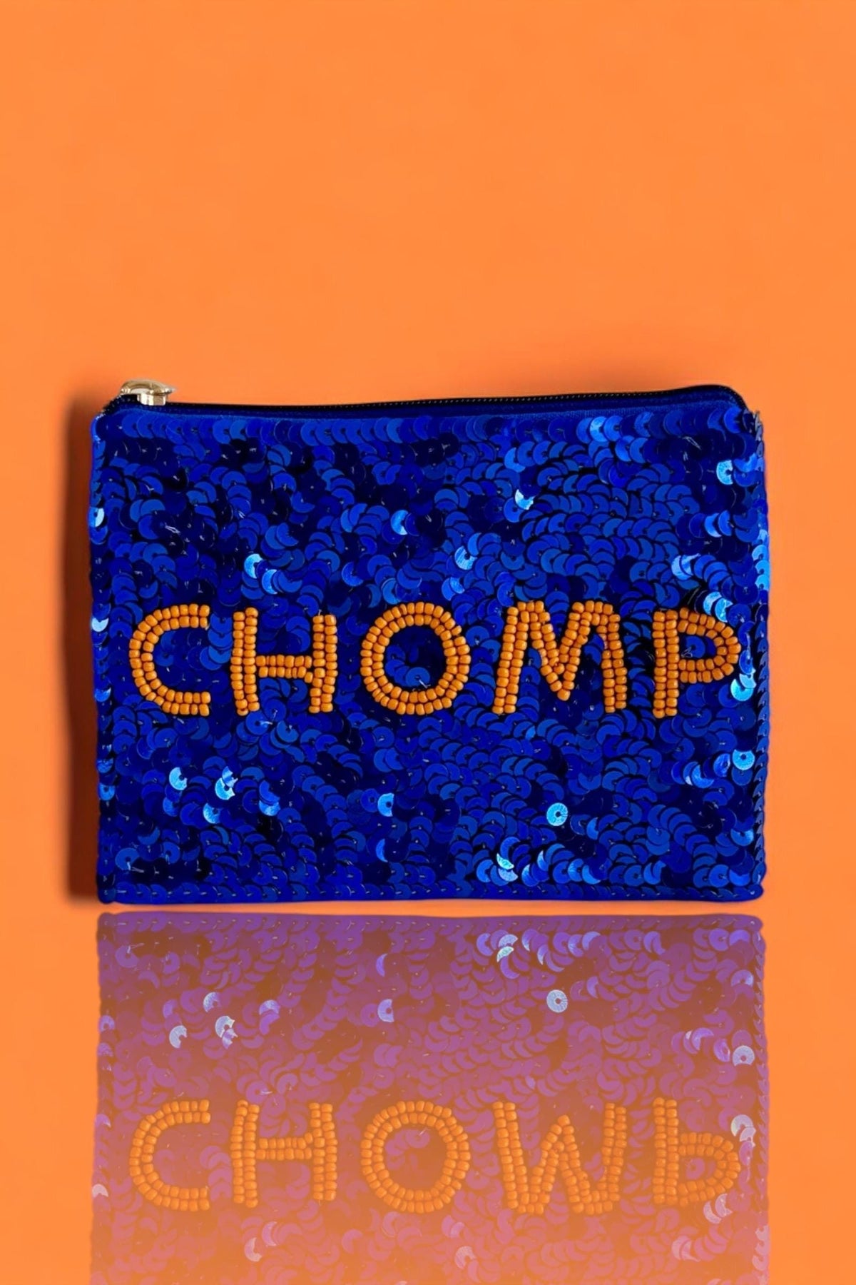 Stadium Bag Accessory Game Day Essentials Beaded Coin Purse Orange Blue Sequin Wallet Zipper Pouch Football Fan Collection Clear Bag Compliant Design Handcrafted Quality Small Essentials Carrier Perfect Tailgate Gift College Sports