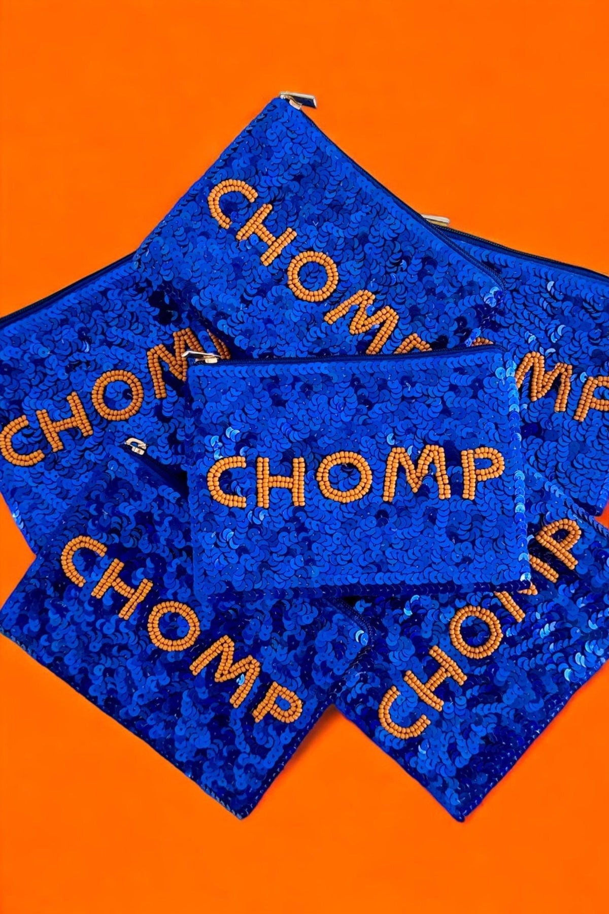 Beaded Coin Purse Wallet Clear Stadium Bag Game Day Essentials Zipper Pouch Gators Football Fan Gift Sequin Blue Orange Accessory
