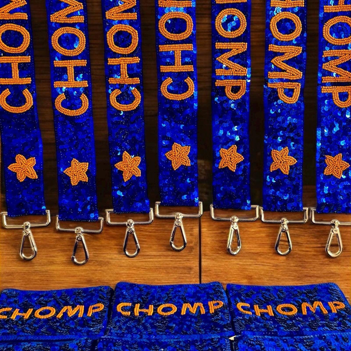 Beaded Coin Purse Wallet Clear Stadium Bag Game Day Essentials Zipper Pouch Gators Football Fan Gift Sequin Blue Orange Accessory