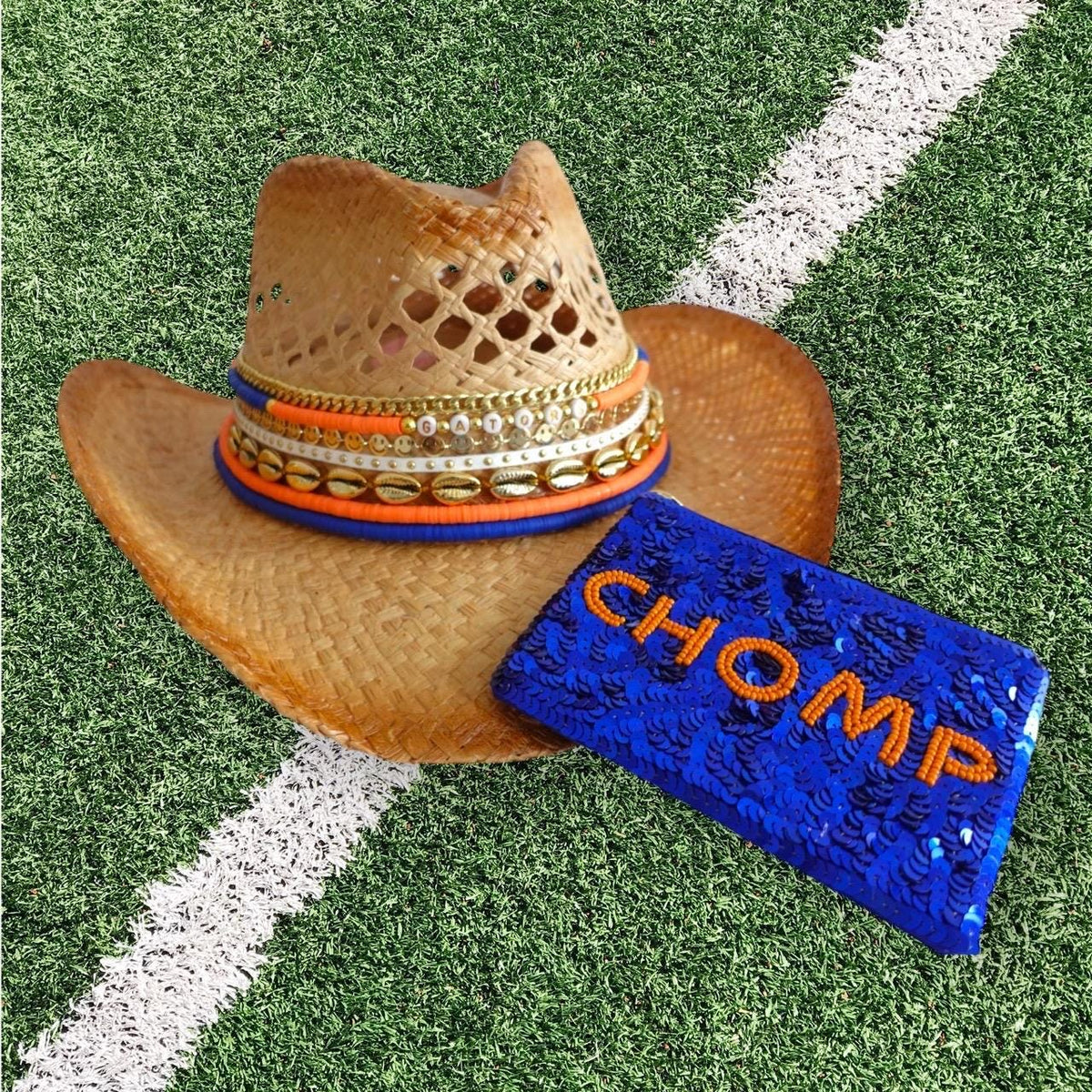 Beaded Coin Purse Wallet Clear Stadium Bag Game Day Essentials Zipper Pouch Gators Football Fan Gift Sequin Blue Orange Accessory