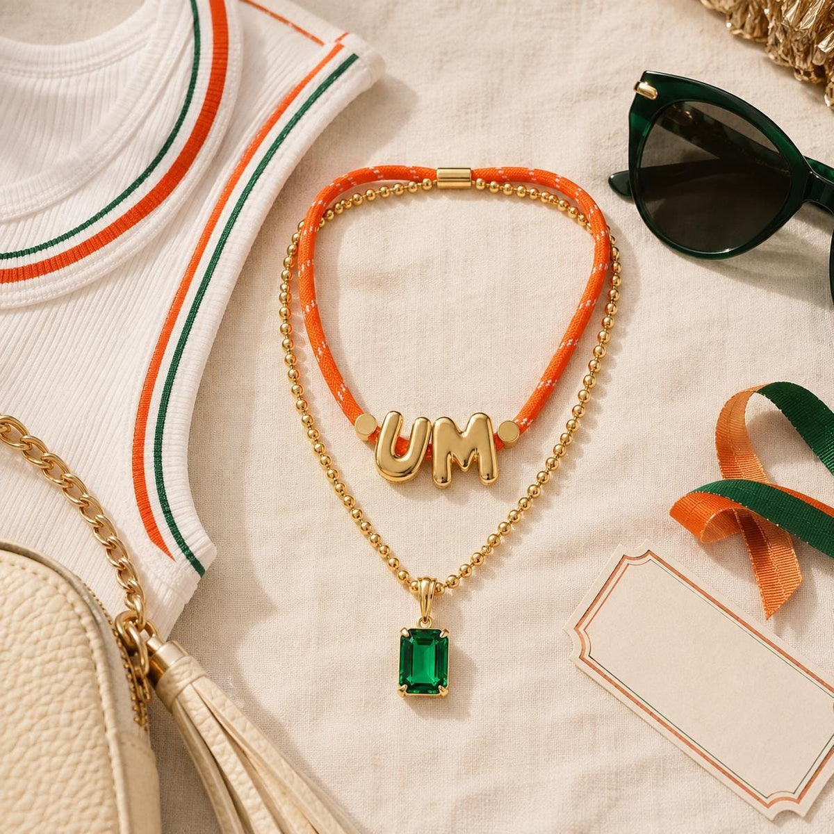 Personalized Paracord Necklace Initial Jewelry Bubble Letter Chain Men Game Day Orange Green Cord Choker Custom Fan Gift College Accessory