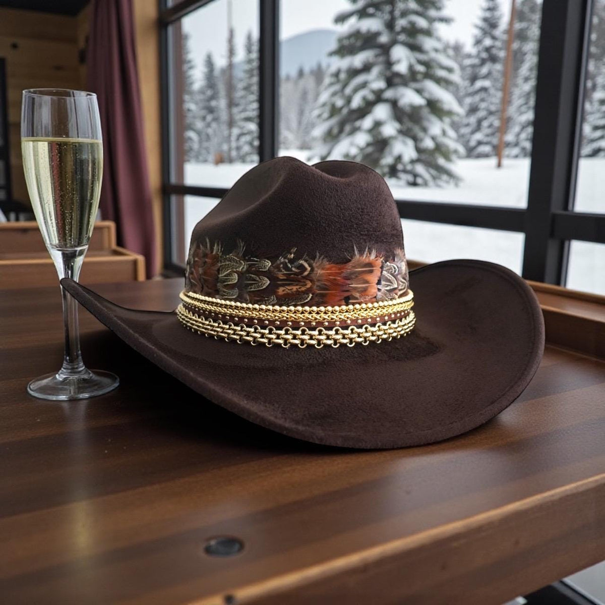 Sunkissed by Chrissy feather cowboy hat for women, Western style with decorative feathers, perfect for country events and rodeos