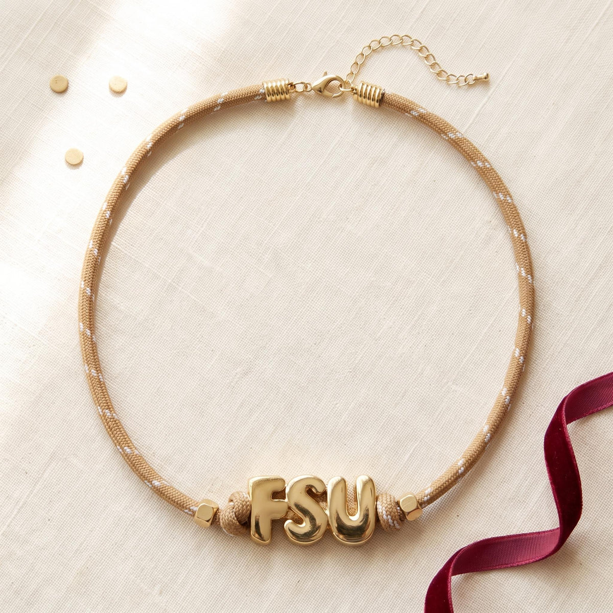 FSU Gameday Jewelry Florida State University Necklace Seminole Fan Spirit Accessory College Student Graduation Gift Alumni Women Garnet Gold