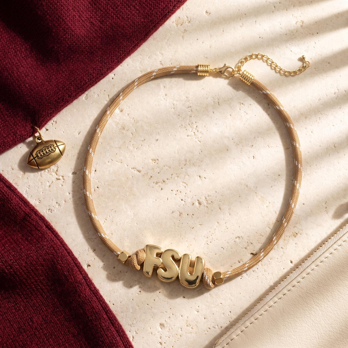 FSU Gameday Jewelry Florida State University Necklace Seminole Fan Spirit Accessory College Student Graduation Gift Alumni Women Garnet Gold