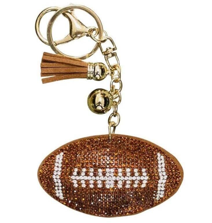 Rhinestone Football Keychain Bling Sparkly Charm Game Day Accessory Stadium Bag Decoration Purse Charm Handbag Detail Backpack Charm Sports Fan Gift Women Football Lover Present Crystal Embellished Design Lightweight Durable Construction
