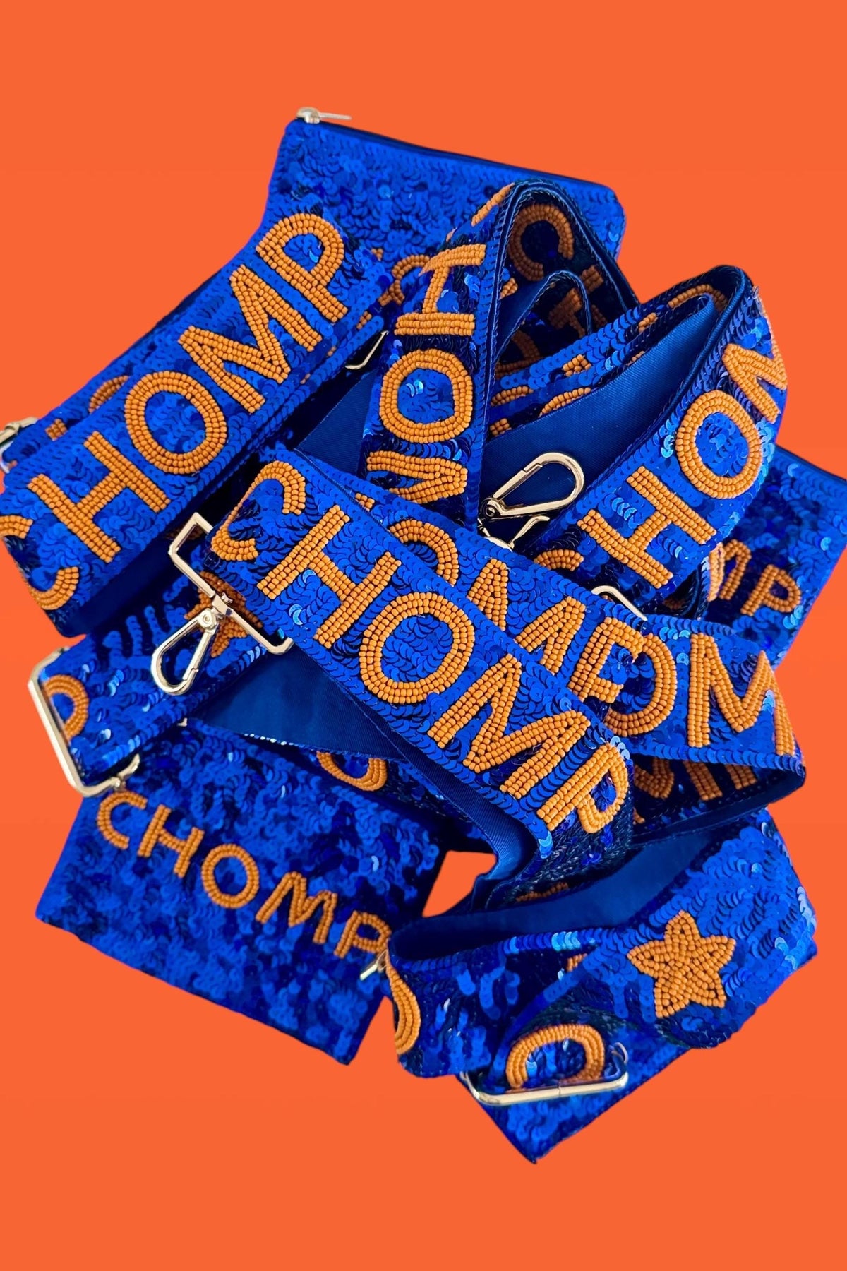 Beaded Coin Purse Wallet Clear Stadium Bag Game Day Essentials Zipper Pouch Gators Football Fan Gift Sequin Blue Orange Accessory