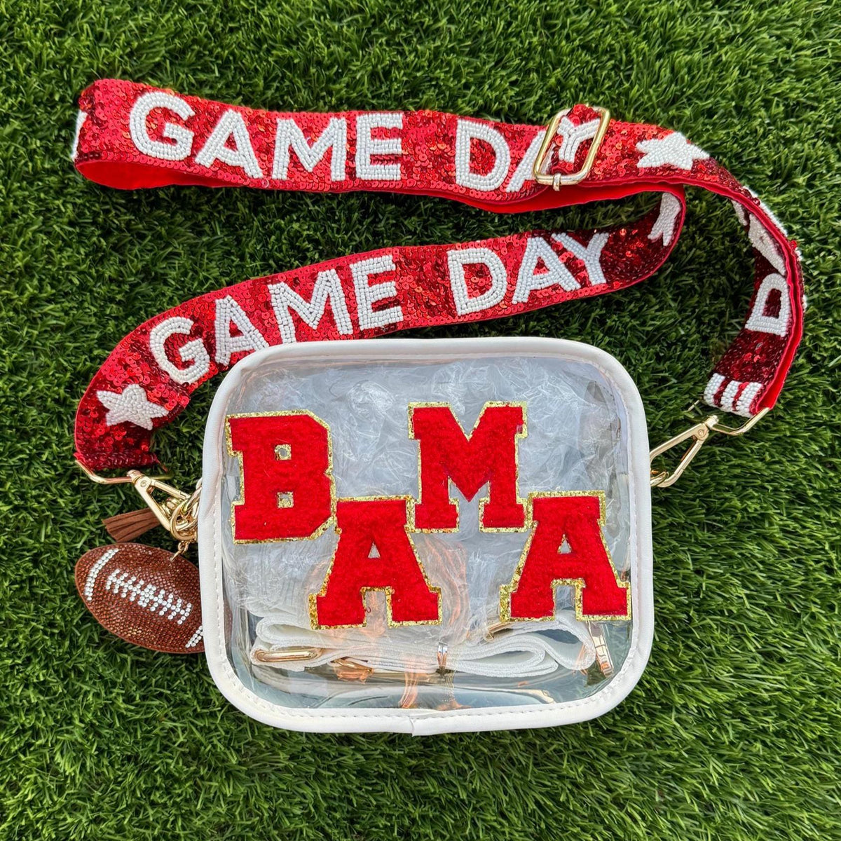 Clear Stadium Bag Game Day Essential NCAA Approved Crossbody Purse Transparent Security Compliant Design College Football Fan Accessory Concert Venue Entry Required Tailgate Party Gear Sports Event Collection Team Spirit Accessory Policy