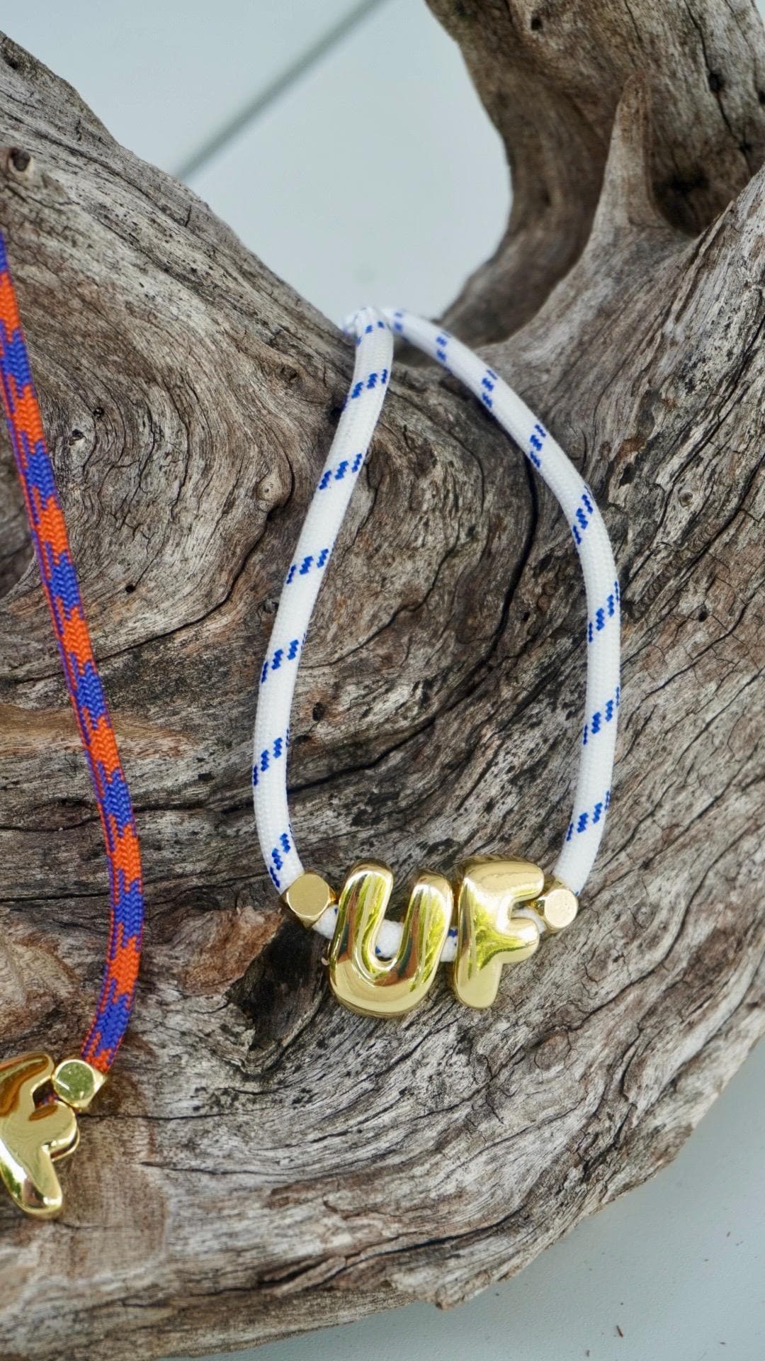 Alumni Women Gift University Florida Necklace Team Pride Jewelry Gator Fan Accessory Orange Blue Paracord Cord Letter Beads Gold Plated College Student Graduation Present Game Day Spirit Necklace School Colors Fan Wear