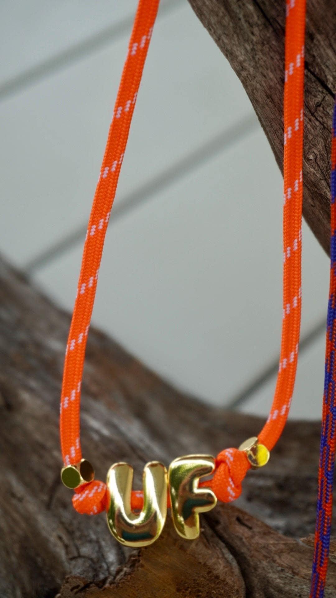 Florida Gator Necklace Gameday Jewelry College Student Graduation Gift Alumni Women Orange Blue Paracord Cord Letter Beads School Spirit