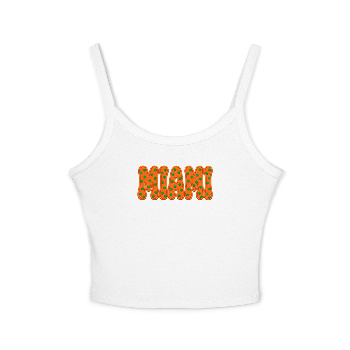 Miami Women's Spaghetti Strap Tank Top Game day Merch Orange and Green Sports team shirt