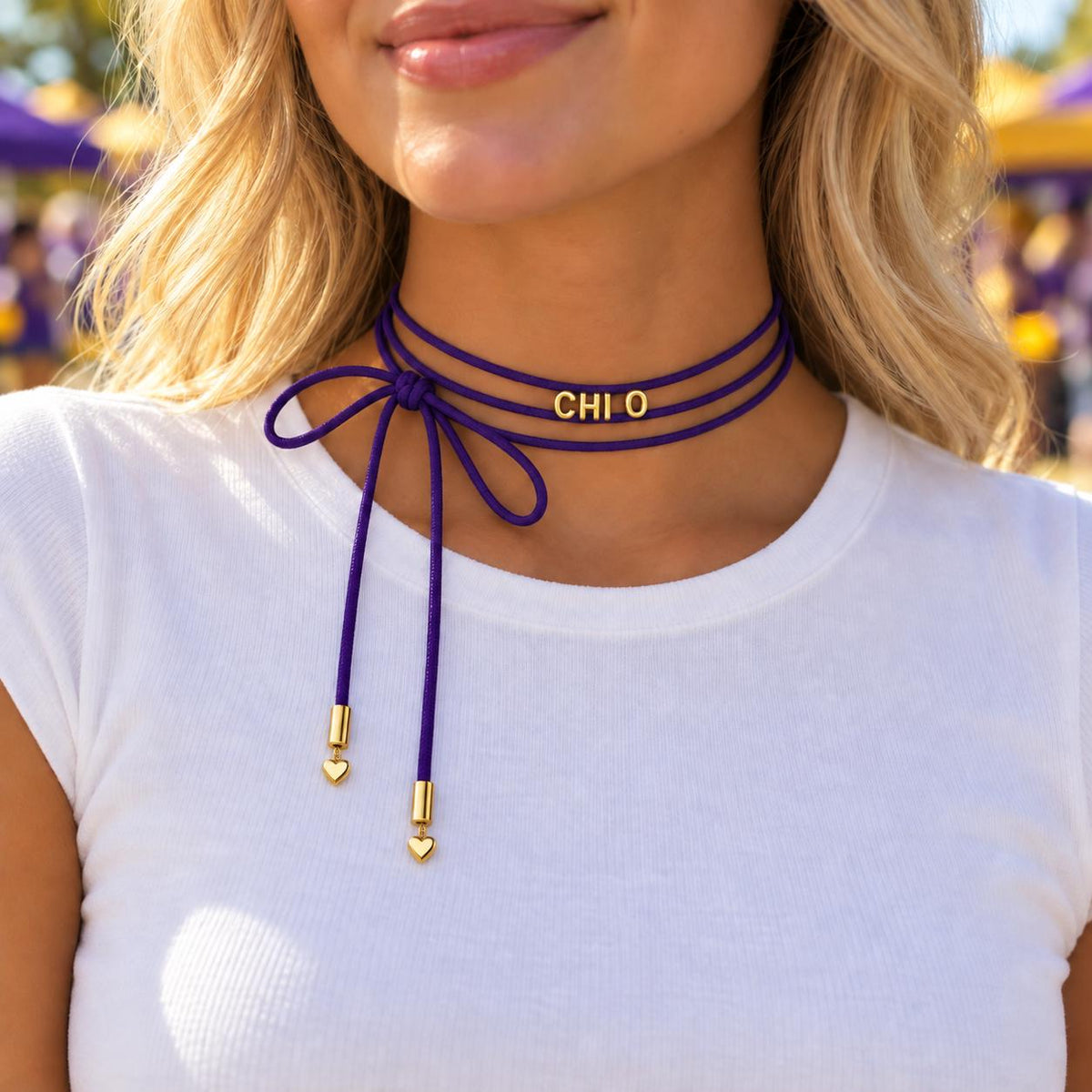 Sorority Wrap Necklace Greek Letter Jewelry Gold Plated Charm Heart Gift Big Little Sister Present Bid Day Initiation Ceremony College