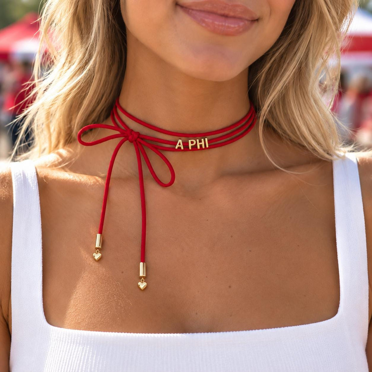 Sorority Wrap Necklace Greek Letter Jewelry Gold Plated Charm Heart Gift Big Little Sister Present Bid Day Initiation Ceremony College