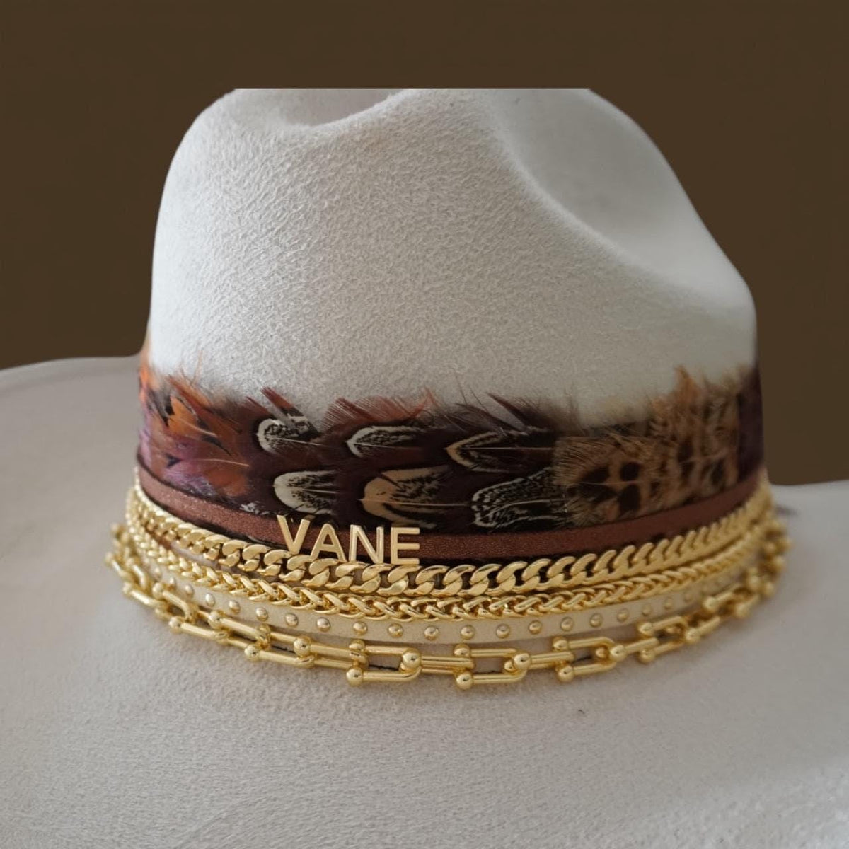 Sunkissed by Chrissy feather cowboy hat for women, Western country fashion hat with decorative feathers, perfect for rodeo or country weddings.