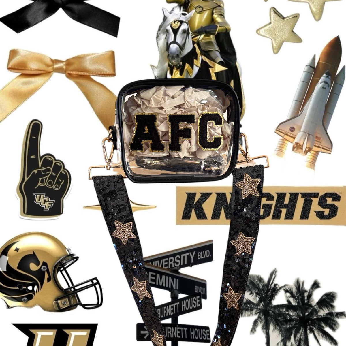 Clear Stadium Bag with Custom Sequin Strap