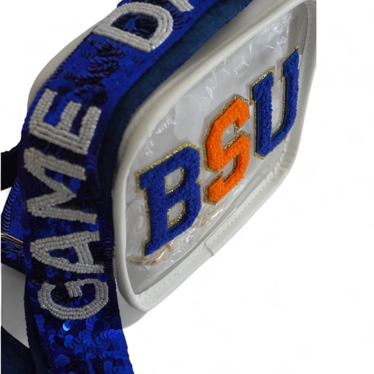 Clear Stadium Bag with Custom Sequin Strap