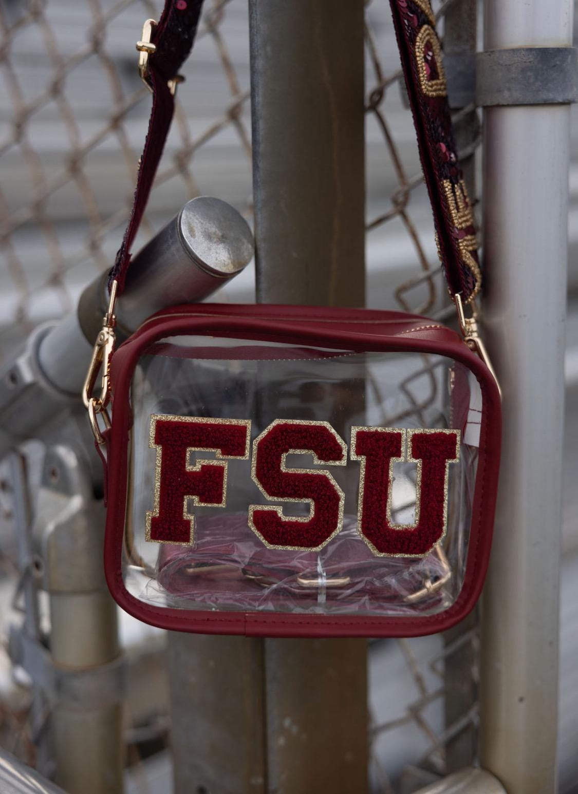Clear Stadium Bag with Custom Sequin Strap