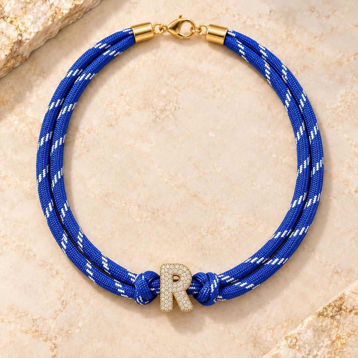 Paracord Initial Necklace Personalized Jewelry Gift Under 40 Dollars Birthday Adjustable Cord Rhinestone Letter Charm Pendant Women Everyday