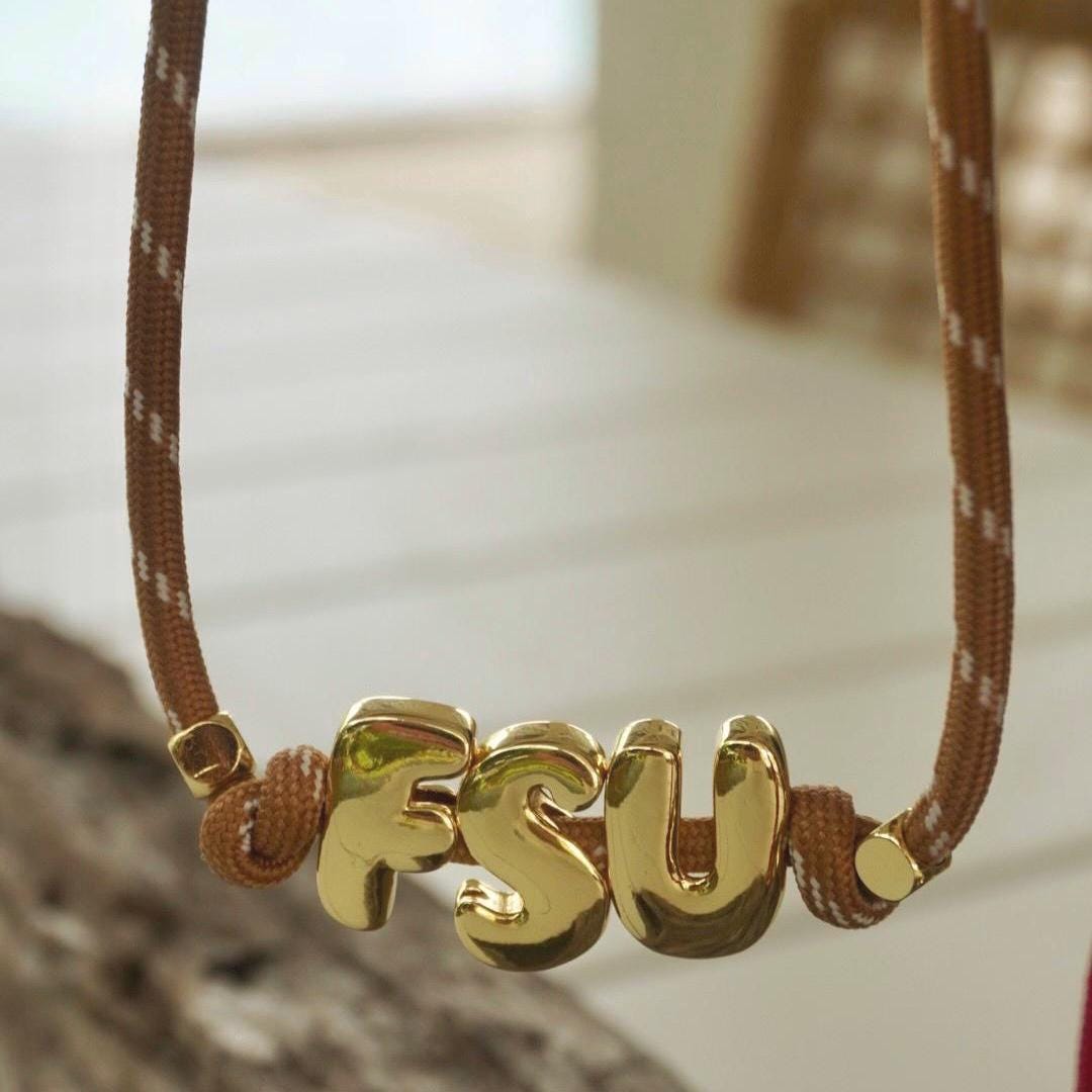Game Day Necklace School Spirit Beaded Jewelry Graduation Gift University Student Name Personalized Ohio State Alabama Georgia MSU
