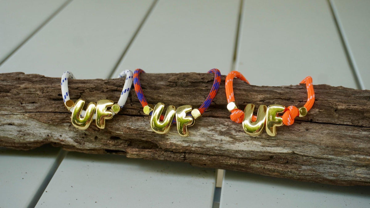 Florida Gator Necklace Gameday Jewelry College Student Graduation Gift Alumni Women Orange Blue Paracord Cord Letter Beads School Spirit