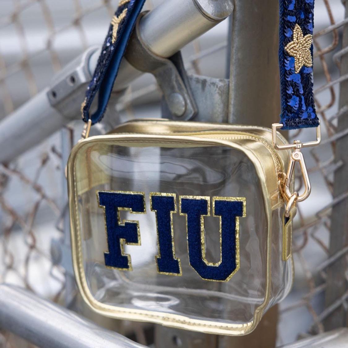 Clear Stadium Bag with Custom Sequin Strap