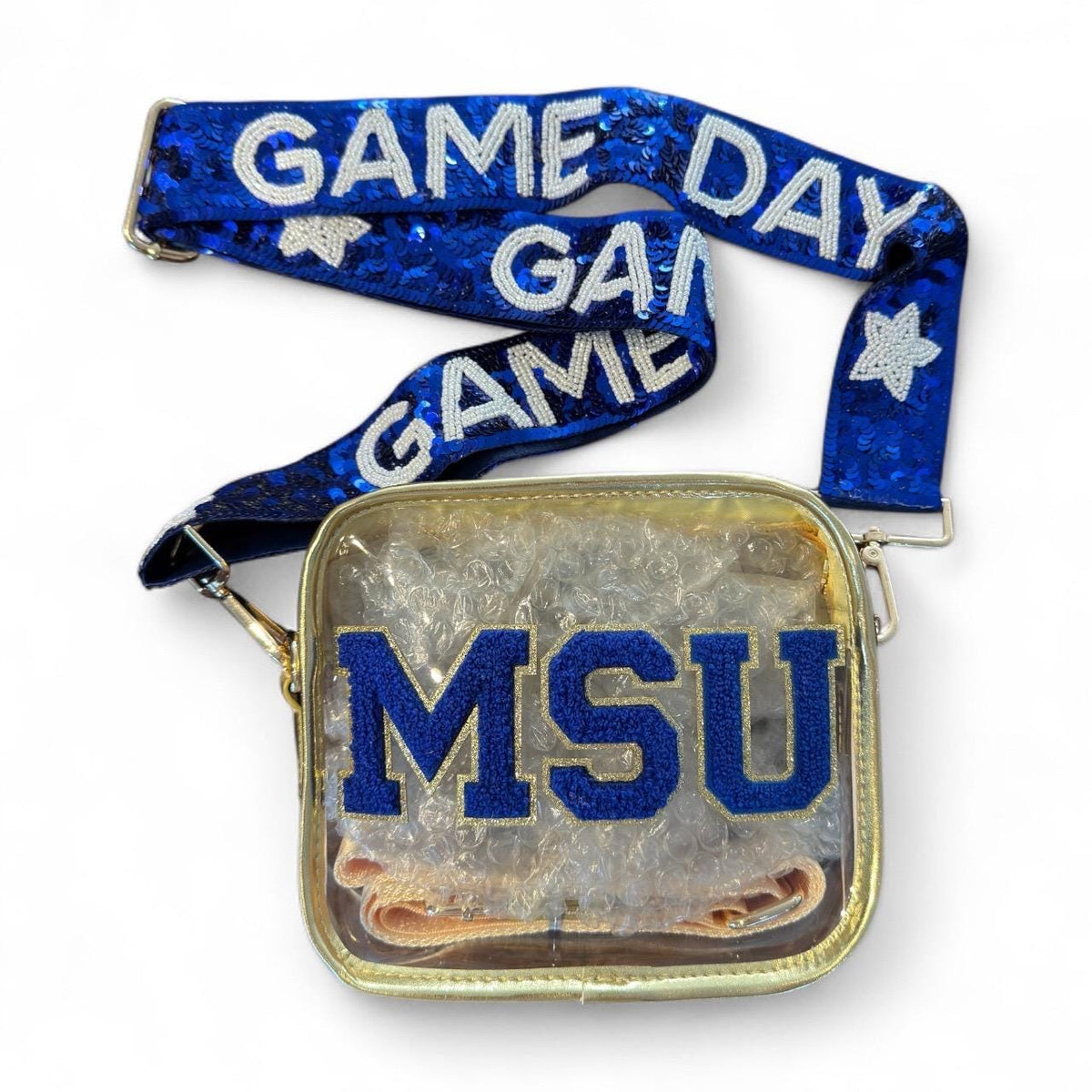 Clear Stadium Bag with Custom Sequin Strap
