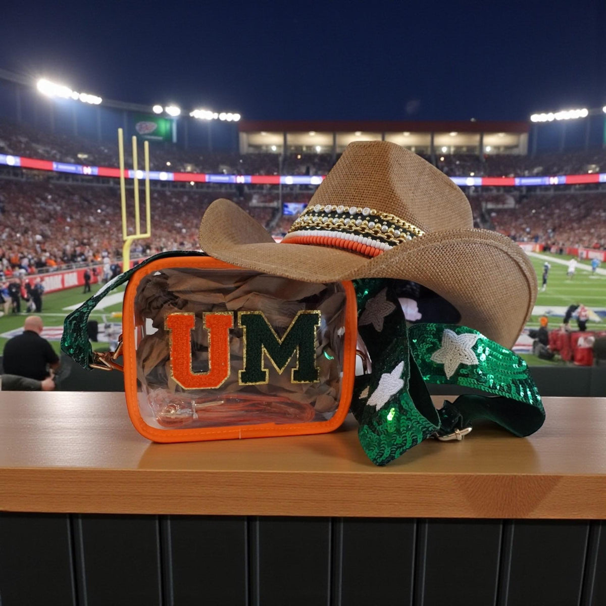 Clear Stadium Bag with Custom Sequin Strap