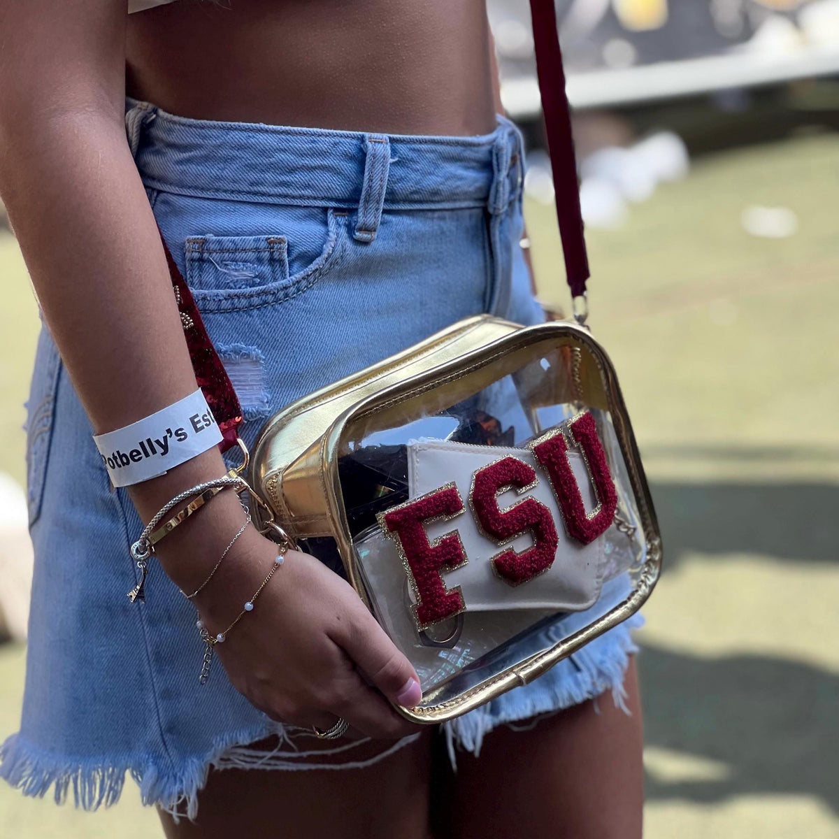 Clear Stadium Bag Crossbody Purse Sequin Strap Garnet Gold Fsu Gameday Football Fan Gear Gift Ncaa Approved Security Compliant Venue Handbag